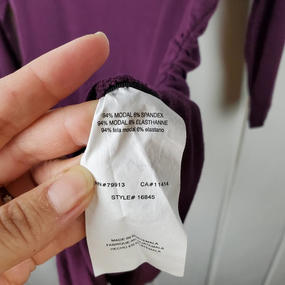 A Pea In The Pod Maternity Medium Plum 3/4 Sleeve Scoop Neck Ruche Side Tunic - Picture 9 of 9